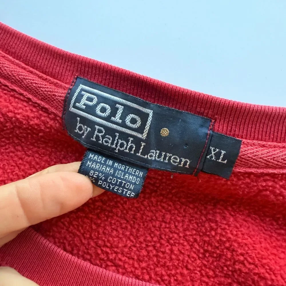 Vintage Polo Ralph Lauren Red Crew Neck Sweatshirt Size XL
